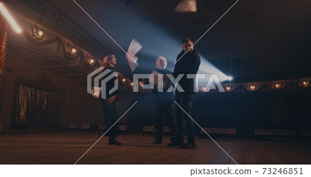 Man and woman acting out quarrel with director Man and woman acting out quarrel with director 73246851