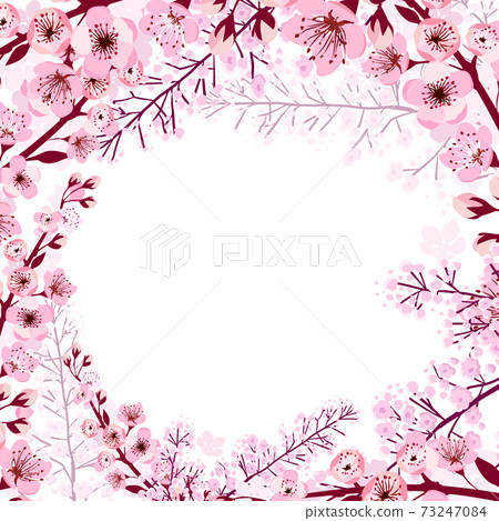 A square frame of cherry blossom branches. Vector illustration A square frame of cherry blossom branches. Vector illustration 73247084