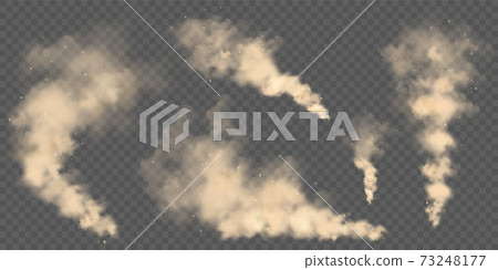 Realistic dust clouds. Road sand storm. Polluted dirty brown air with dirt particles, smog. Air 73248177