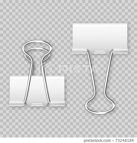 Realistic white paper binder isolated on transparent background. Paper clip, holder. Design mockup 73248184