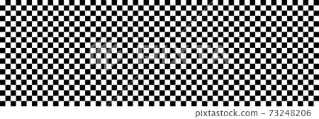 Long checkered geometric background with black and white tile. Chess board. Racing flag pattern 73248206
