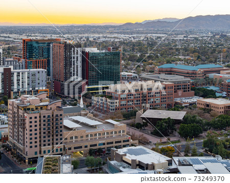 High angle view of the Tempe cityscape and city hall from A Mountain 73249370