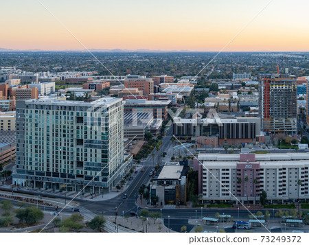 High angle view of the Tempe cityscape from A Mountain High angle view of the Tempe cityscape from A Mountain 73249372