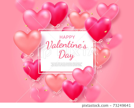 Valentine's day card with Heart 3D and ribbon background. Valentine's day card with Heart 3D and ribbon background. 73249641