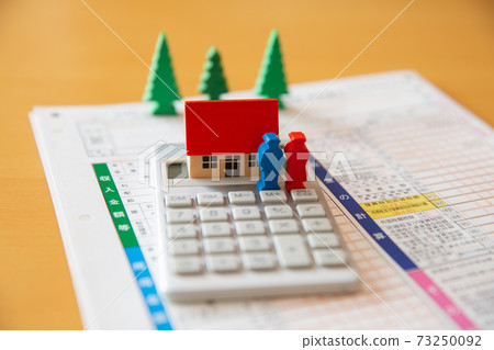 Home, calculator and tax return 73250092