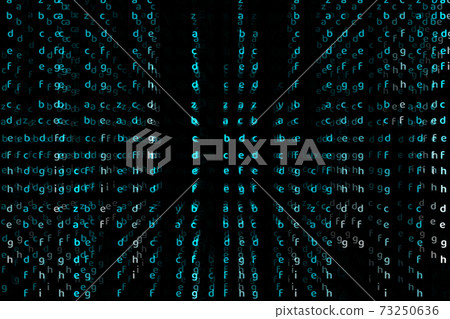 Matrix alphabet deep dimension blue color abstract text 73250636