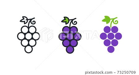 Grapes. Grape icon. Linear color icon, contour, shape, outline. Thin line. Modern minimalistic design. Vector set. Illustrations of fruits Grapes. Grape icon. Linear color icon, contour, shape, outline. Thin line. Modern minimalistic design. Vector set. Illustrations of fruits 73250709