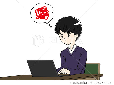 A man who hits a computer. Puzzled 73254408