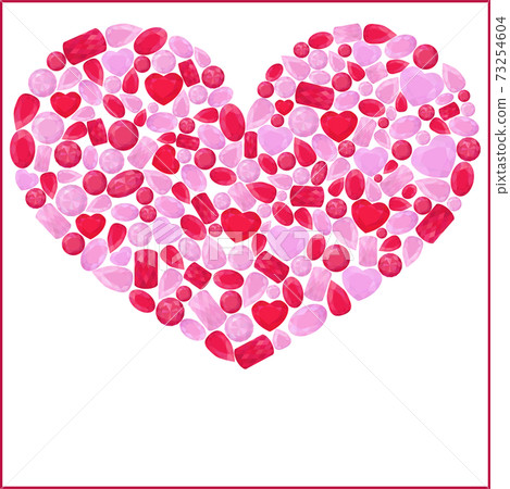 Pink and red diamond or rubin gem stone heart. isolated on white 73254604