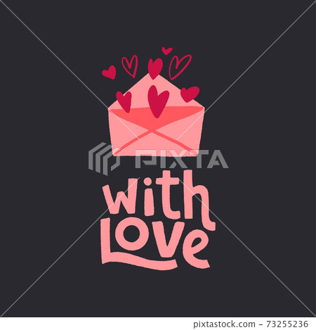 Valentine's Day Card. Hand drawn lettering with... - Stock Illustration ...