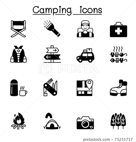 Camping & Hiking icons set vector illustration graphic design Camping & Hiking icons set vector illustration graphic design 73255717