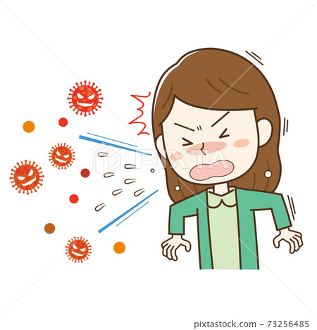 Illustration of a sneezing woman and a droplet... - Stock Illustration ...