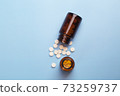 Medicine white pills and glass pills of bottles 73259737