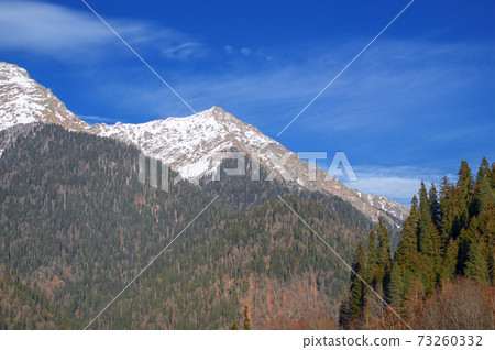 Mountain landscape. Mountain landscape in abstract style on light background. 73260332