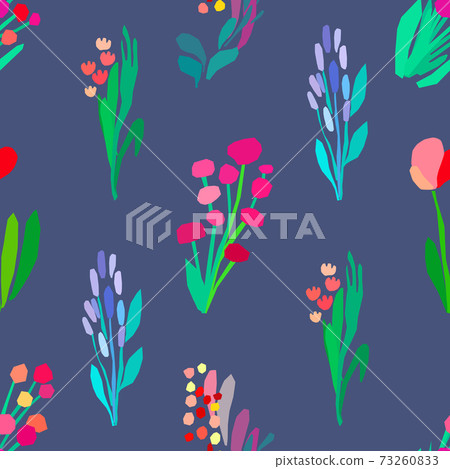 Seamless pattern with flowers, plant vector... - Stock Illustration ...