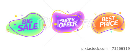 Fluid shape Sale element banner. Vector best offer splash badge discount bubble design 73266519