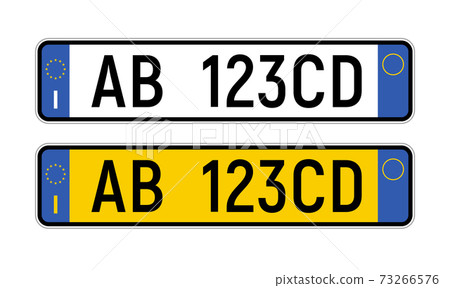 License plate Italian number. Italy licence european auto numberplate registration 73266576