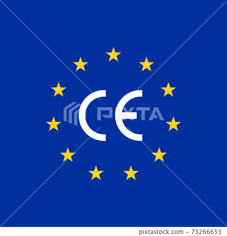 CE mark europe flag logo. Euro vector certificate symbol 73266653
