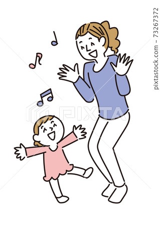 Parents and children enjoying dancing to music - Stock Illustration ...
