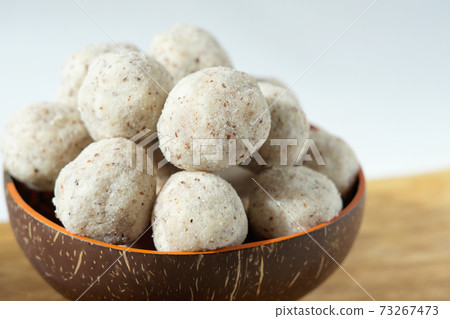 coconut energy balls with almond. healthy sugar free concept. keto diet recipe. 73267473