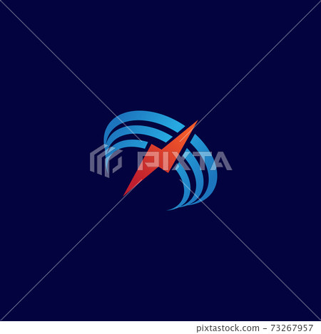 Electrical Power Logo Design Element, Vector Logo Illustration Template, Thunderbolt Symbol, Wifi Signal Concept, Radio Waves 73267957