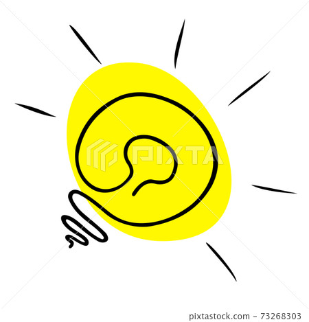 Light bulb flat icon. Vector illustration in simple outline style. Doodle art graphic element for 73268303