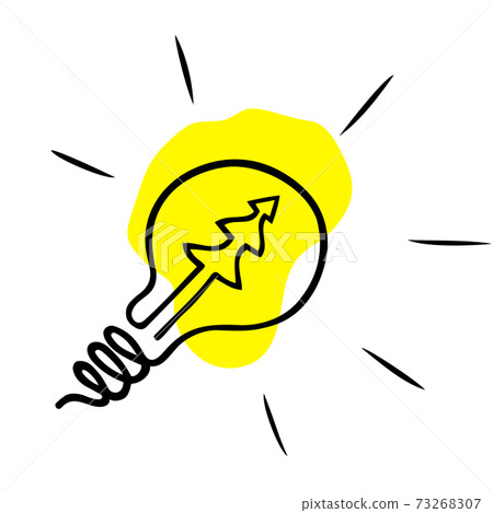 New year or Christmas related vector light bulb. Doodle hand drawn graphic element for disign, logo 73268307