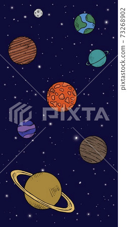 Background handwritten illustration image of the universe and celestial bodies Background handwritten illustration image of the universe and celestial bodies 73268902
