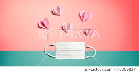Medical worker appreciation theme with hearts and a mask Medical worker appreciation theme with hearts and a mask 73269837