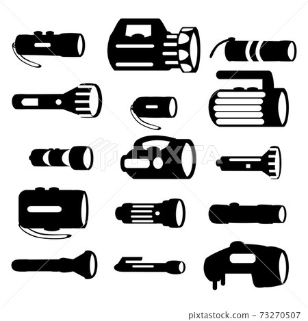 Flashlight simple icons set Vector illustration Lanterns of different types on a white background 73270507