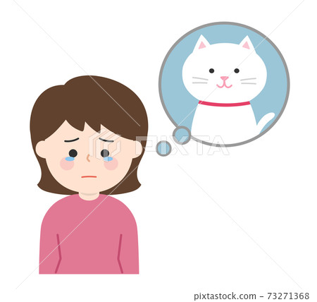 A woman (cat) who remembers her pet and mourns A woman (cat) who remembers her pet and mourns 73271368