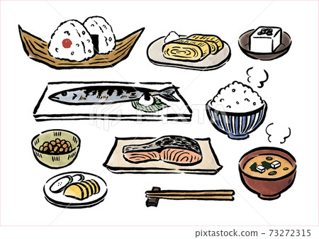 日式套餐餐刷寫水彩 日式套餐餐刷寫水彩 73272315