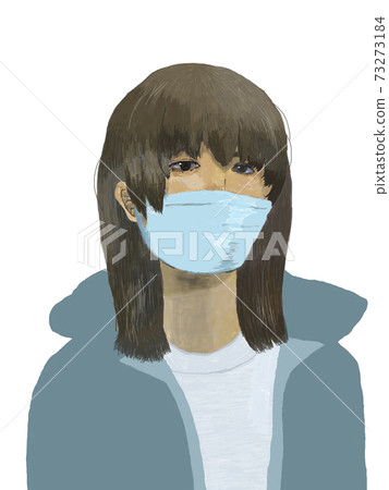 一個戴著淺藍色口罩的人 一個戴著淺藍色口罩的人 73273184