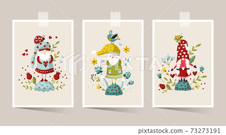 Vector colorful illustration of garden gnome. Vector colorful illustration of garden gnome. 73273191