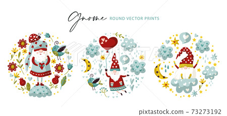 Vector colorful illustration of garden gnome. Vector colorful illustration of garden gnome. 73273192