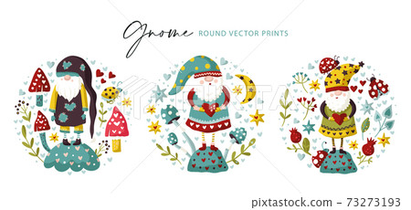 Vector colorful illustration of garden gnome. Vector colorful illustration of garden gnome. 73273193