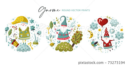 Vector colorful illustration of garden gnome. Vector colorful illustration of garden gnome. 73273194