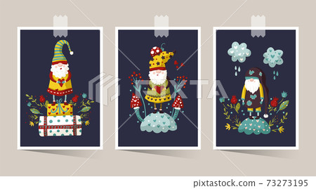 Vector colorful illustration of garden gnome. Vector colorful illustration of garden gnome. 73273195