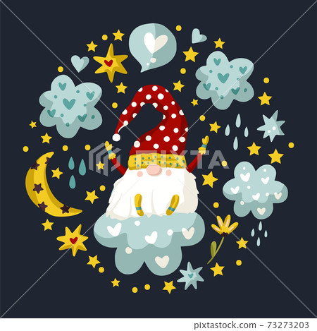 Vector colorful illustration of garden gnome. Vector colorful illustration of garden gnome. 73273203