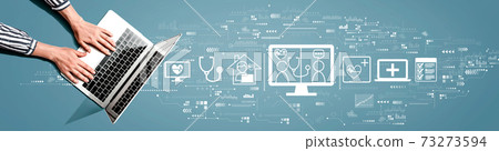 Telehealth theme with person using laptop 73273594