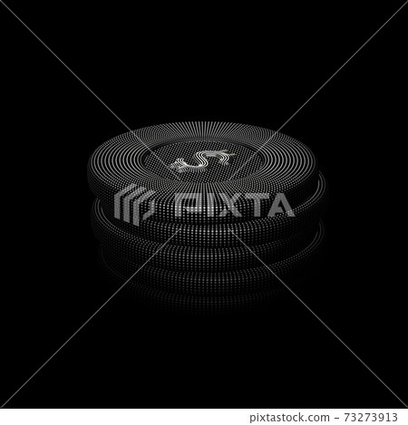 Digital 3D poker chips stack on black background. Digital 3D poker chips stack on black background. 73273913