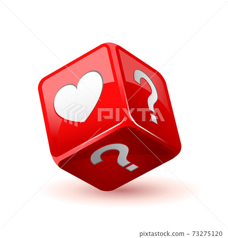 Red dice icon. Love does not love question 73275120
