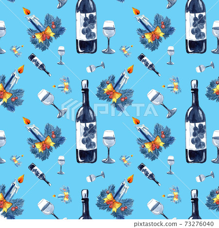 Pattern for textiles and scrapbooking with wine bottle and glass Pattern for textiles and scrapbooking with wine bottle and glass 73276040