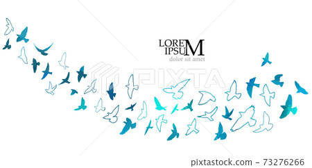 Bird watercolor. A flock of blue birds. Mixed media. Vector illustration Bird watercolor. A flock of blue birds. Mixed media. Vector illustration 73276266