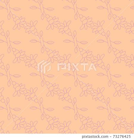 Seamless pattern. Delicate beige background with gray flowers. Vector. Branches, leaves and buds. Refined pattern. Thin lines. Seamless pattern. Delicate beige background with gray flowers. Vector. Branches, leaves and buds. Refined pattern. Thin lines. 73276425