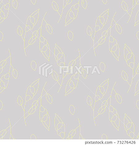 Delicate gray seamless background with yellow flowers. Vector. Branches, leaves and buds. Refined pattern. Thin lines. Delicate gray seamless background with yellow flowers. Vector. Branches, leaves and buds. Refined pattern. Thin lines. 73276426