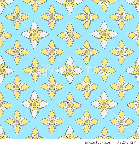 The pattern is geometric. In beige blue tones. Geometric abstraction. Blue background. 73276427