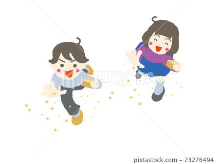 Setsubun豆Maki Fukuzu男孩女孩插畫材料 73276494