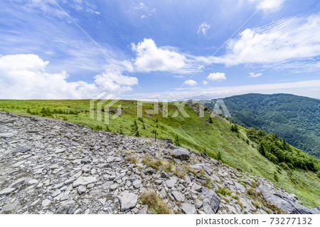 View of Mt. Tateshina far from the Utsukushigahara Kogen Alps observation course in summer 73277132
