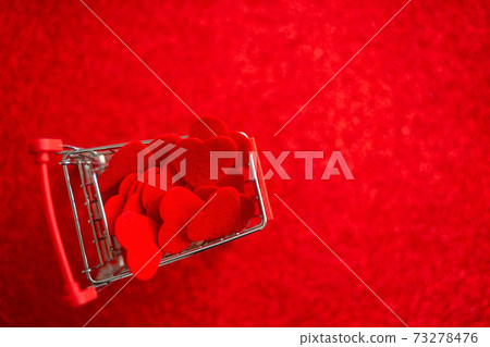 cart with hearts on red background valentine's day cart with hearts on red background valentine's day 73278476